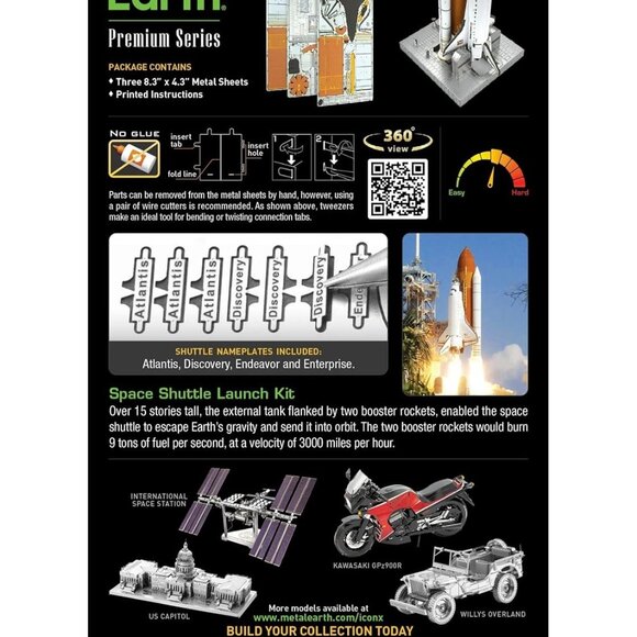 Fascinations Metal Earth Space Shuttle Launch Kit Model Kit Steel Model ICX227 - Picture 2 of 8